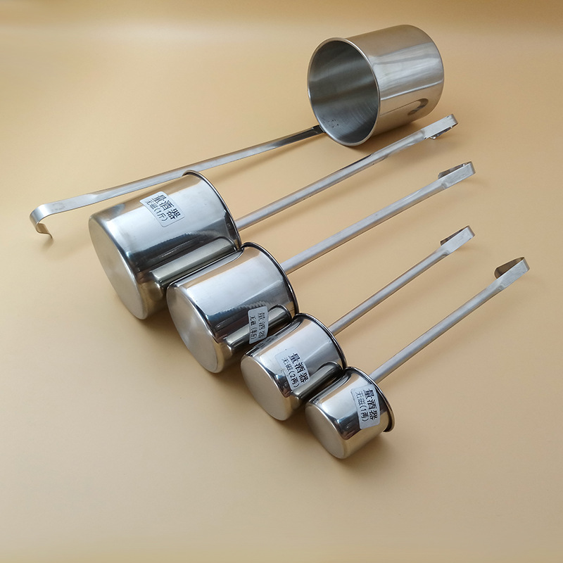 Flat handle stainless steel wine lifting and measuring device non-magnetic plus thick wide long handle lifting spoon wine lifting one or two 2kg wine utensils