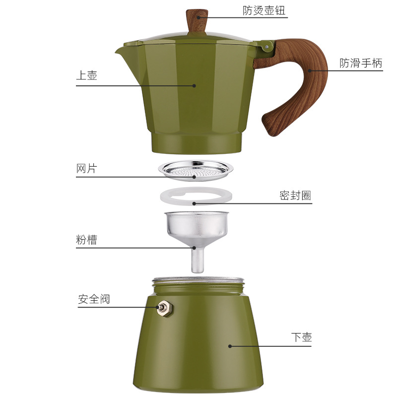 New Coffee Pot European-style Octagonal Pot Italian-style Hand-made Coffee Moka Pot Cold Extract Pot Coffee Brew Utensil Pot