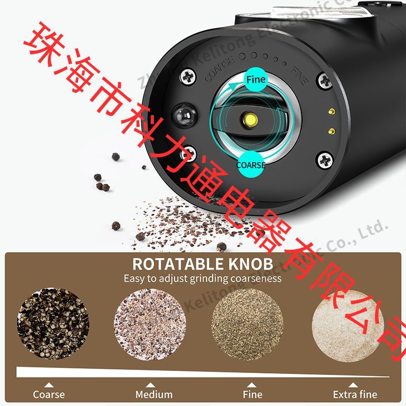Kolitong Black Pepper Grinder New Gravity Induction Stainless Steel Electric Button Sea Salt Grinder Factory Direct Supply