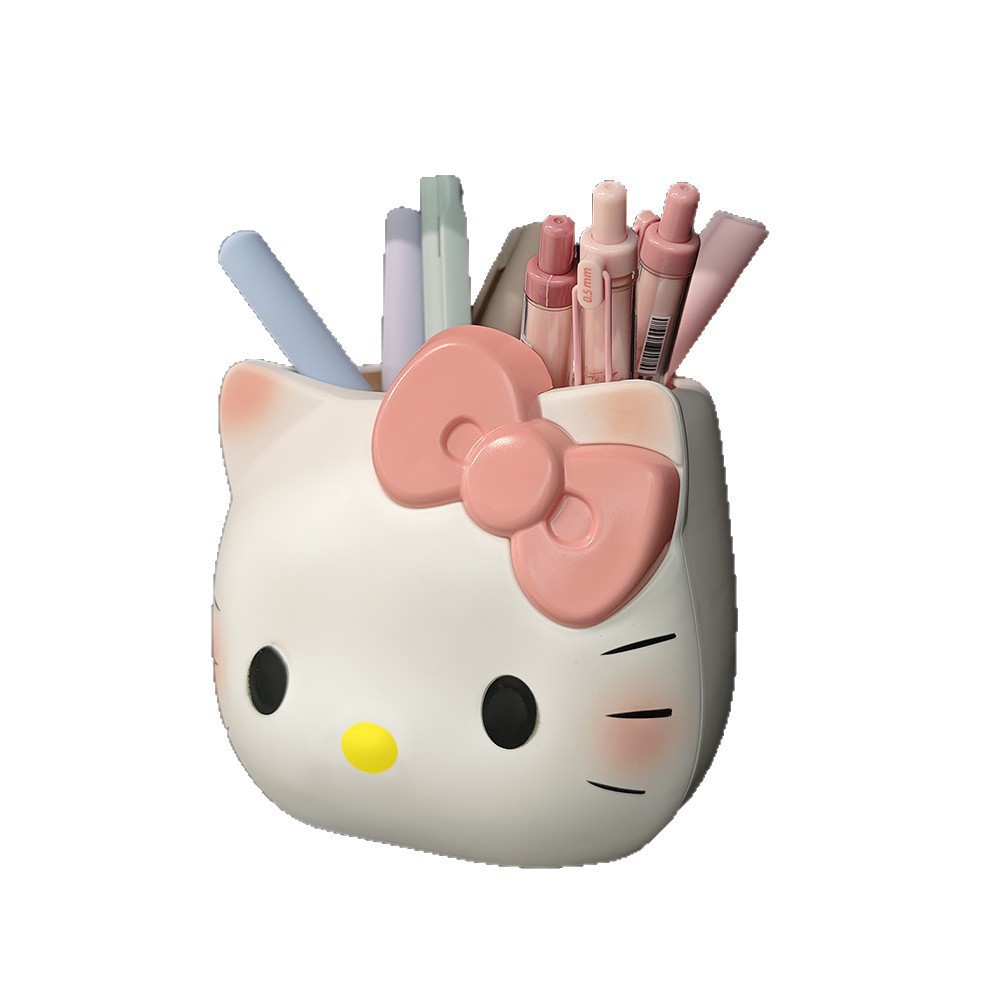 New Cute Kt Kitten Pen Holder Makeup Brush Bucket Student Dormitory Desktop Storage Box Spot Wholesale