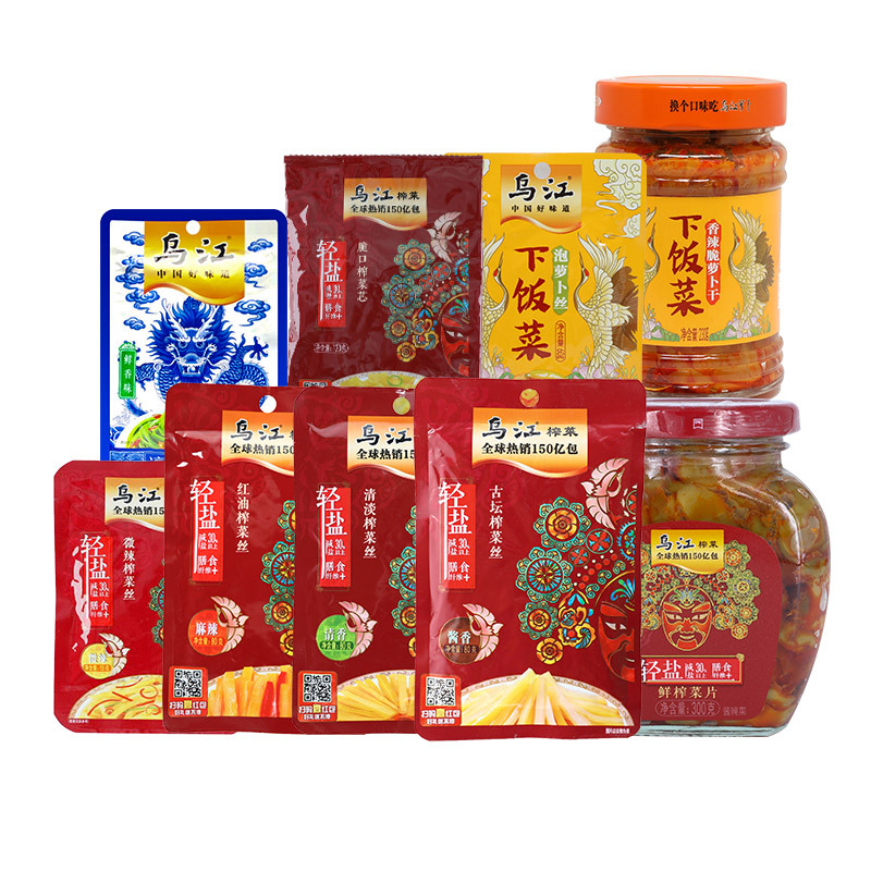 Wujiang Mustard Wholesale 80g*100 Bags Jingling Mustard Crispy Mustard Core Red Oil Mustard Shreds Radish Kelp Shreds