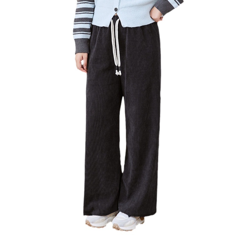 Plus size wide-leg pants women's autumn and winter chubby girl high waist slimming draping thickened velvet casual straight knitted pants