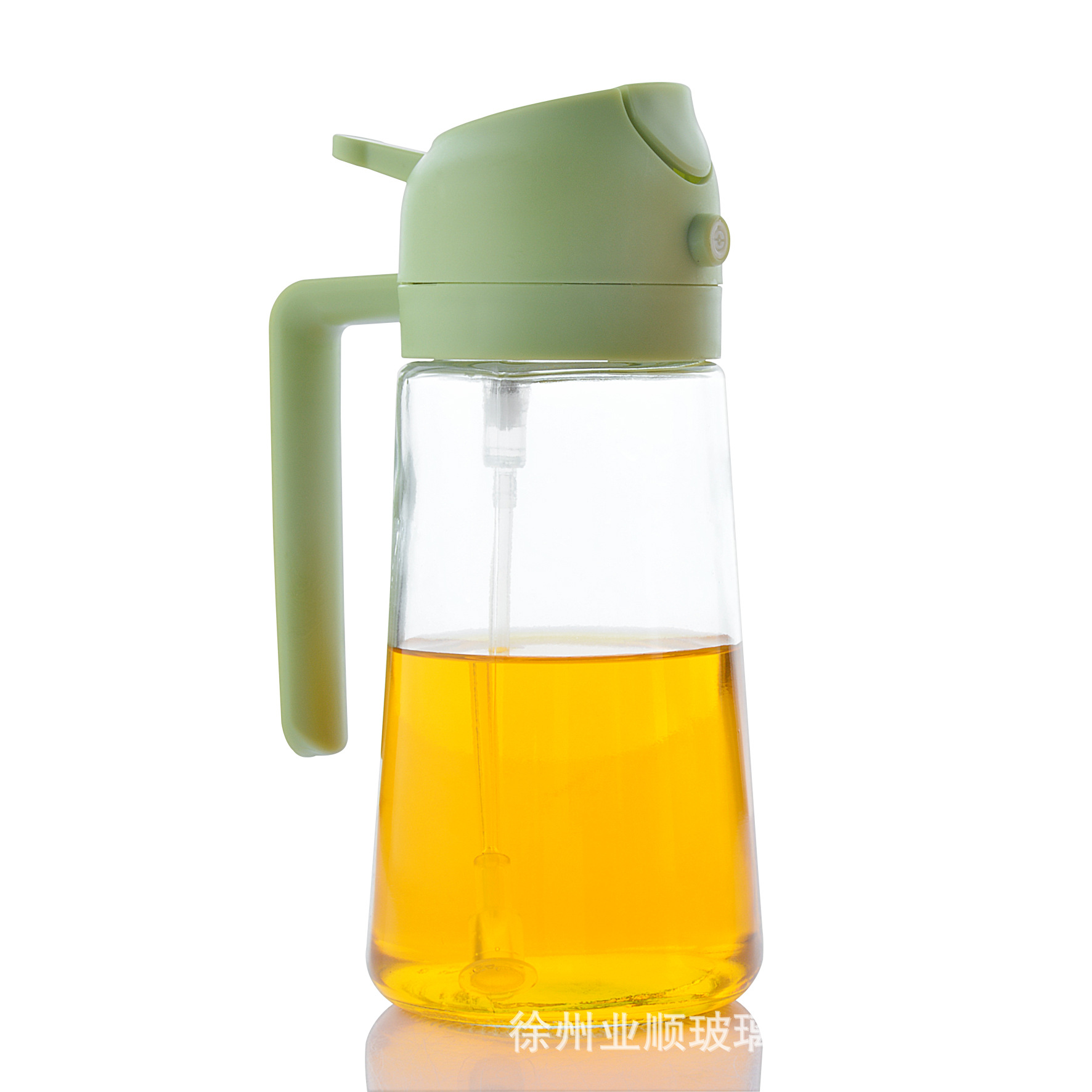 470ml Spray Pour Dual-purpose Oil Pot Large Capacity Atomized Glass Oil Bottle Integrated Green Spray Opening and Closing Oil Pot
