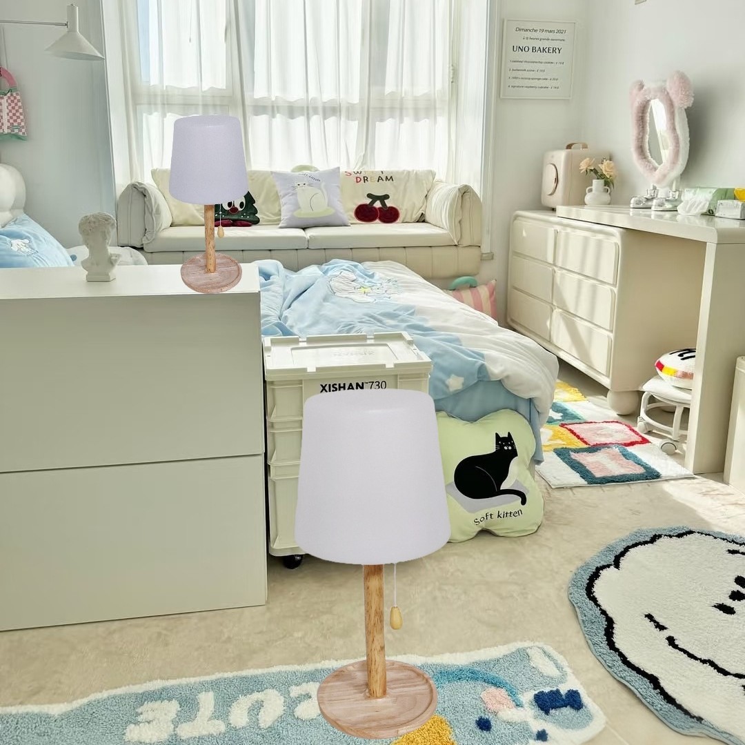 Simple Solid Wood Wireless Charging Table Lamp Nordic Decorative Bedroom Bedside Lamp Creative Atmosphere Night Light Cross-Border Hot Style