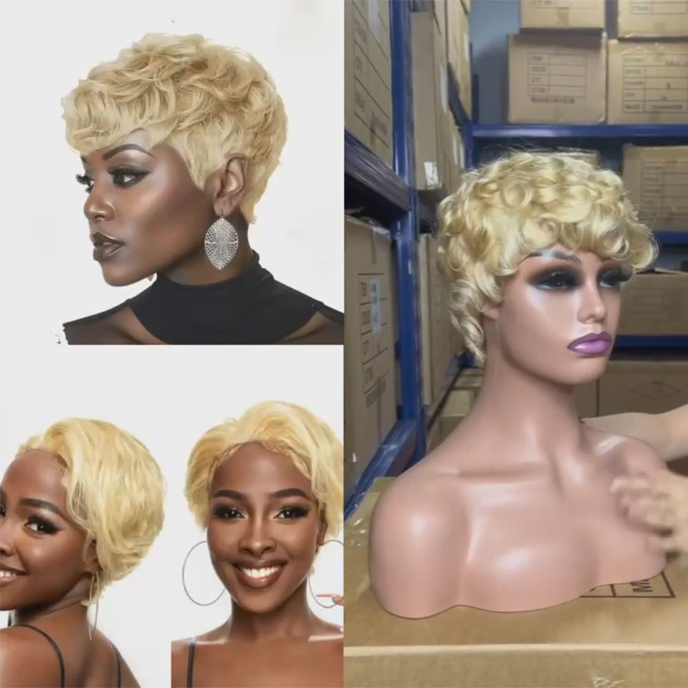 Реалистичный парик с гладкой косой, короткий пикси, внутренний сетчатый механизм, головной убор для женщин, экспортное качество, эльфийский короткий парик