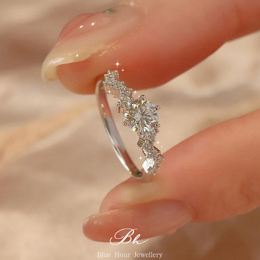 Кольцо S925 из стерлингового серебра с шестью клешнями и моиссанитом 1 карата, женское кольцо для трансляций в TikTok