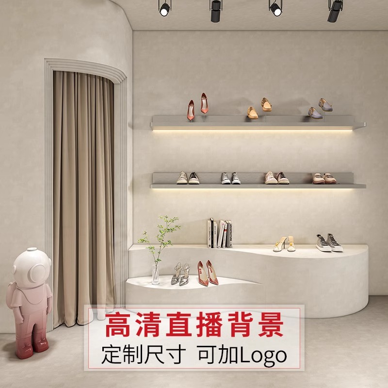 Anchor Live Room Background Wall 3D Mural Women's Shoes Wallpaper Shoe Shop Counter Magnetic Shoes Internet Red uv Wallpaper