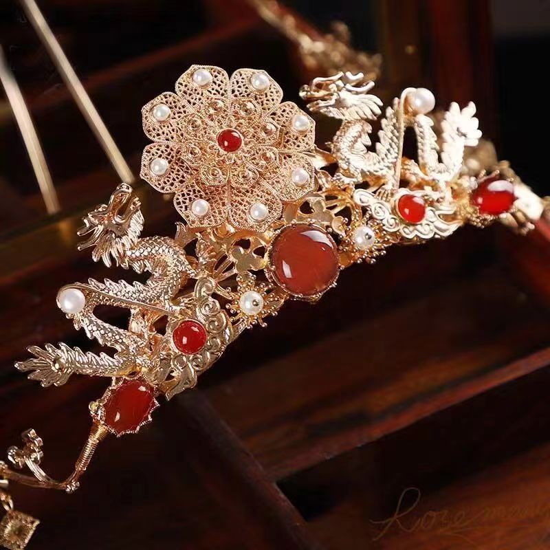 Hanfu Dafa Crown Exquisite Hair Accessories Long Tassel Antique Style Walking Ming-made Headwear Red Super Fairy Crown Atmospheric Jewelry