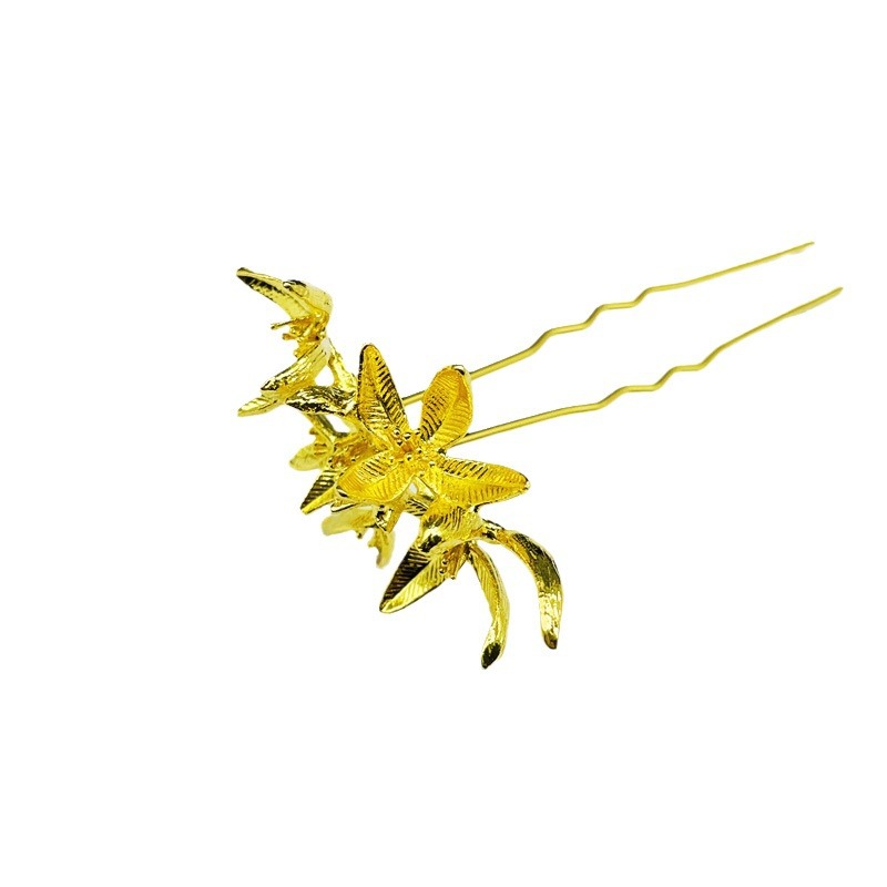 diy antique color-preserving alloy orchid Bauhinia hairpin bridal Hanfu headdress material accessories