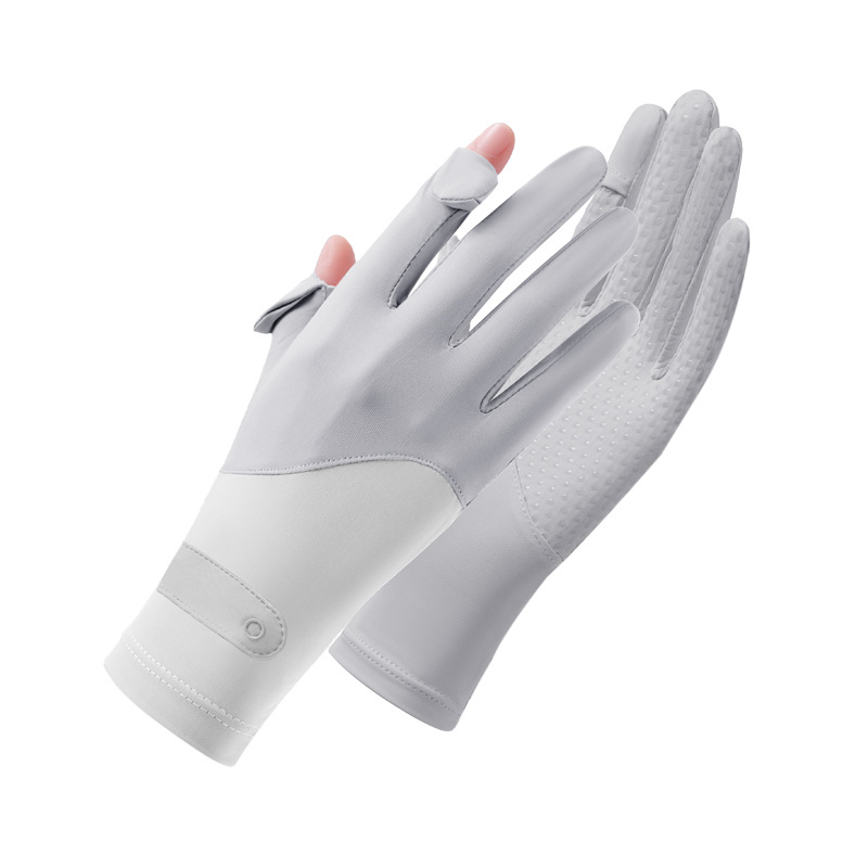 Ice Silk Sun Protection Gloves Summer Women's Anti-Uv Fingerless Men's Riding Electric Bike Thin Gloves Driving Non-Slip Gloves