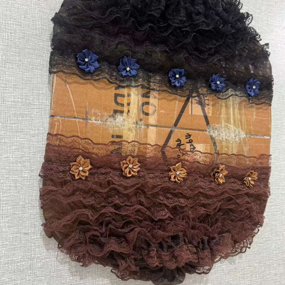 Summer Thin 5-7 Layer Silk Soft Small Hat with Floral Lace, Fashionable Versatile Hat to Cover Gray Hair, Breathable Hat