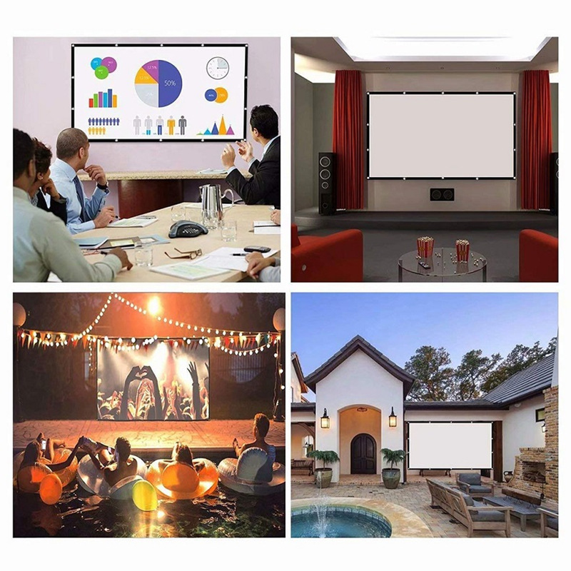 Simple Foldableing Polyester Soft Curtain 100inch 120inch Home Projector Curtain Outdoor Portable Projection Screen