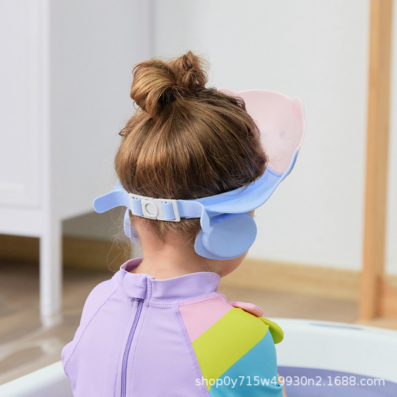 TT cat children's shower cap baby shower cap baby shower cap baby shampoo cap adjustable ear protection shower cap