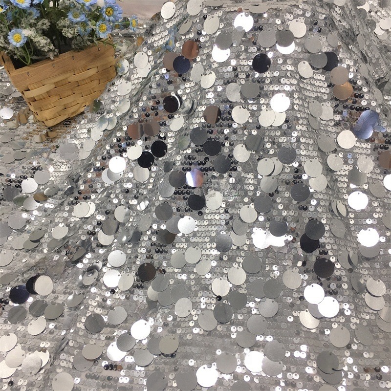 Вышитая ткань с большими sequins 5 18мм для сценических костюмов, свадебного оформления, декоративная ткань