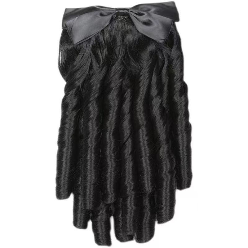 Roman Curly Doll-Like Wig Princess Curly Bow Ponytail Wig Fried Dough Curly Insert Comb Retro Roman Curly Wig