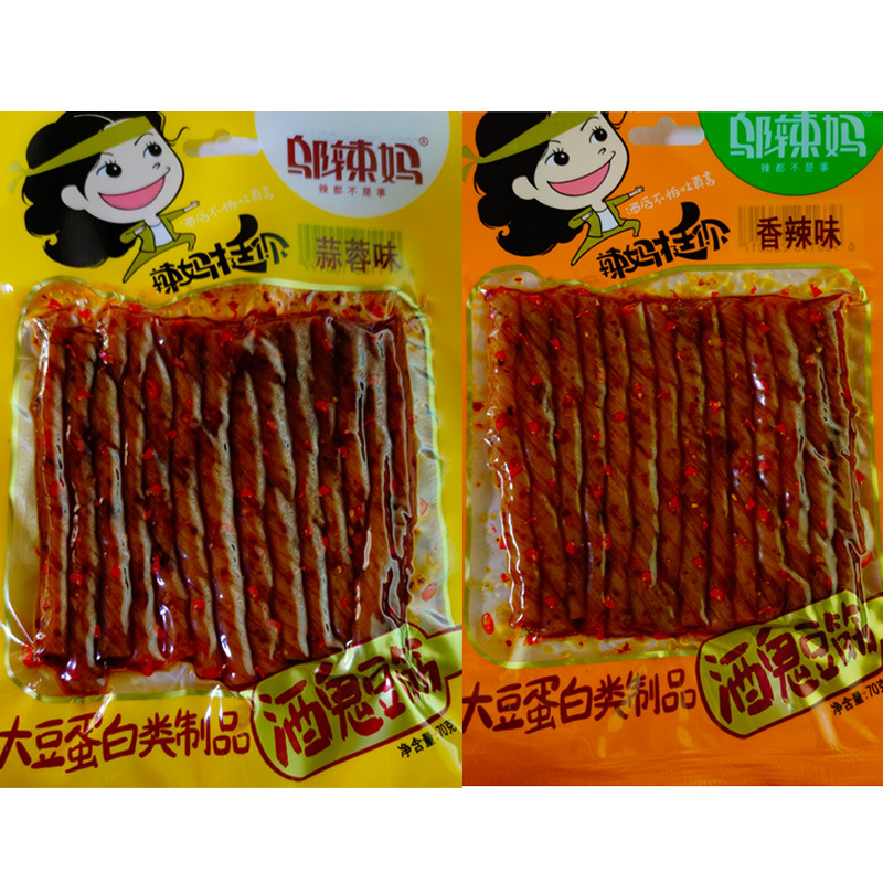 Spicy mom spicy strip alcoholic bean tendon 70 g/pack spicy spicy dried tofu bean products spicy snacks