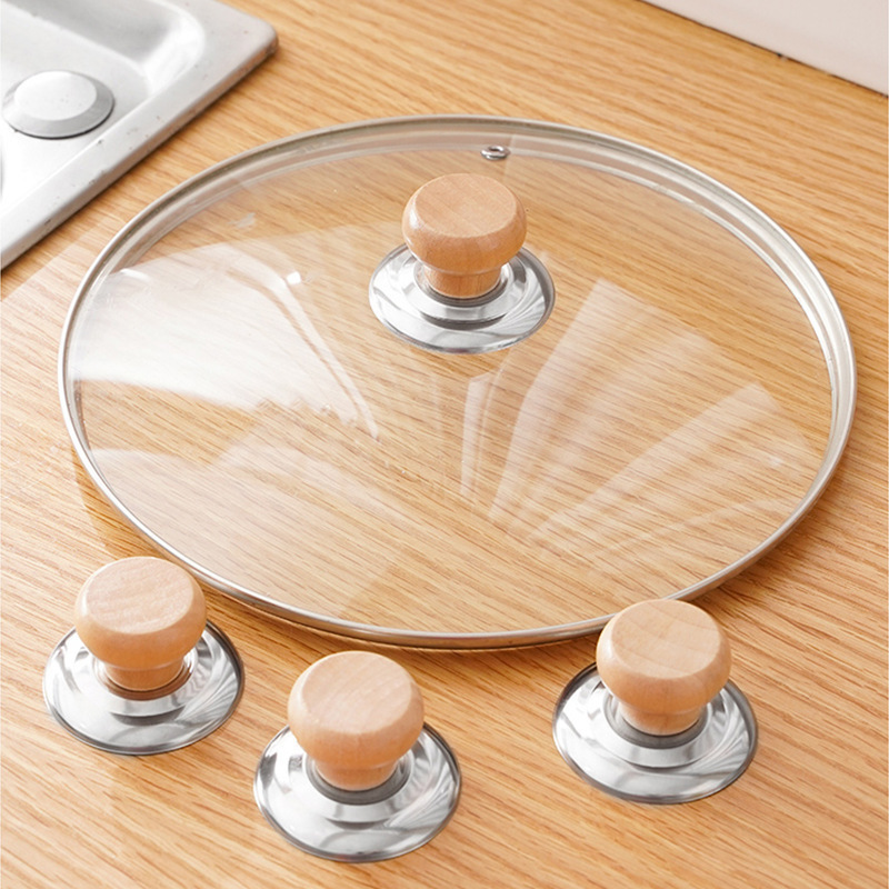 Anti-scald Handle Universal Solid Wood Pot Cap Handle Accessories Pot Cover Head Steamer Kettle Screw Glass Food Grade