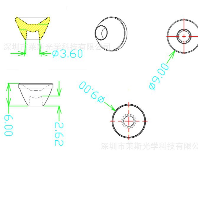 Diameter 9mm 3030 Xp 3535 Headlight Lens Pen Light Lens Floodlight Lens