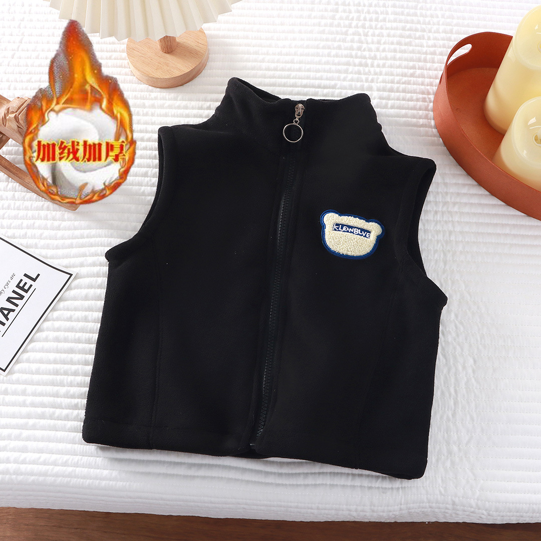 Children's Vest 2025 Autumn and Winter New Style Austrian Velvet Vest for Boys and Girls, Warm Outer Wear, Soft and Comfortable Waistcoat Cardigan