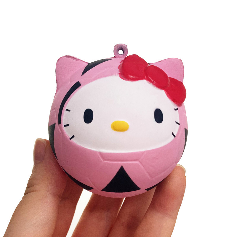 Customized Pu Polyurethane Sponge Foam Cute Cat Expression High Elasticity Decompression Vent Ball Keychain Pendant