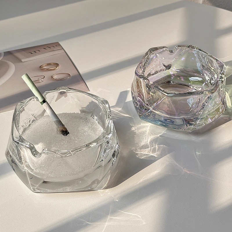 Creative Household Glass Ashtray Light Luxury Trendy Living Room High-End Geometric Ashtray Office Fashion Ashtray