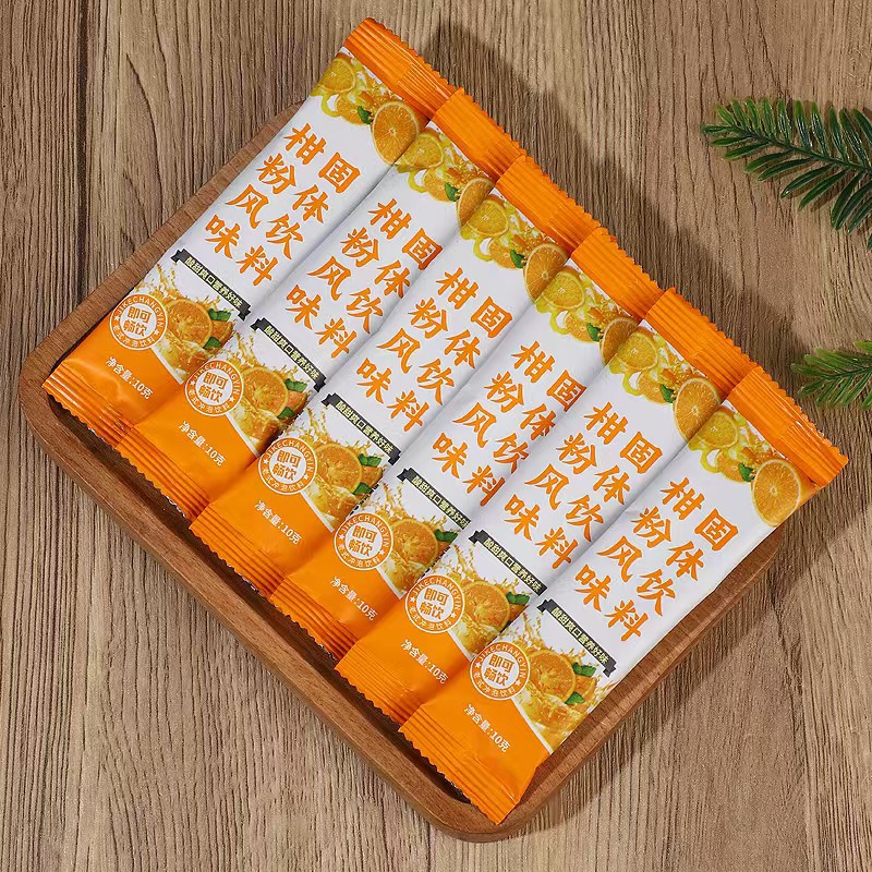 Порошок цитрусового вкуса для приготовления напитка 10г летний напиток мгновенного приготовления гранулированного сока из апельсина