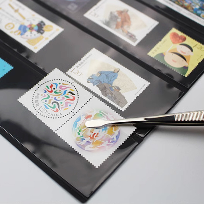 Nine-Hole Stamp Collection Book Loose-Leaf Stamp Album Banknote Small Grain Stamp Standard 9-Hole Double-Sided Black Background 1234567 Line