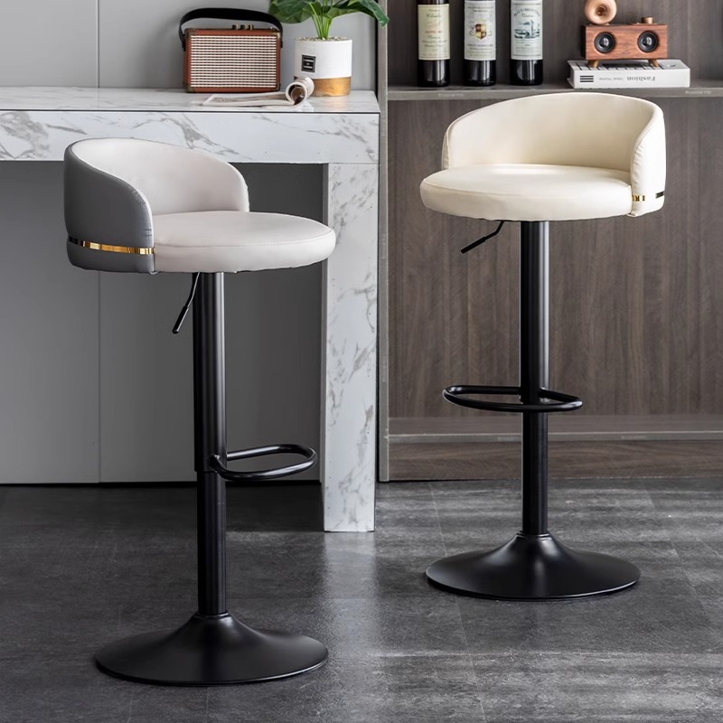 Bar Chair Light Luxury Bar Chair Lifting Rotating Modern Simple High Stool Home Backrest Reception Cashier Bar Stool