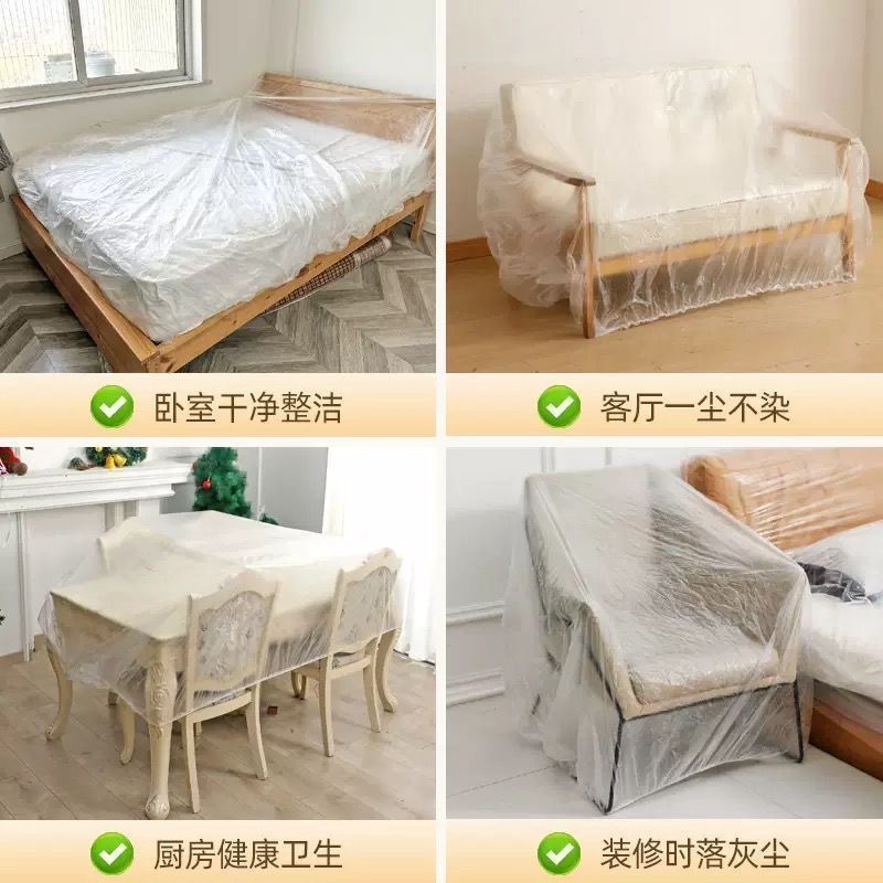 Bedspread Furniture Dust Cover Elastic Drawstring Enlarged Sofa Dust Cover Disposable Decoration Dust-Proof Plastic Film