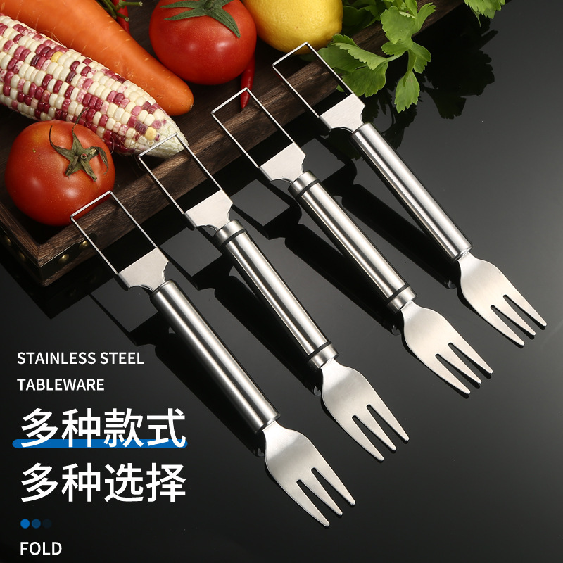 Оптовая продажа ножа для арбуза из нержавеющей стали с вилкой, двойной головкой, многофункциональный кухонный гаджет для нарезки фруктов