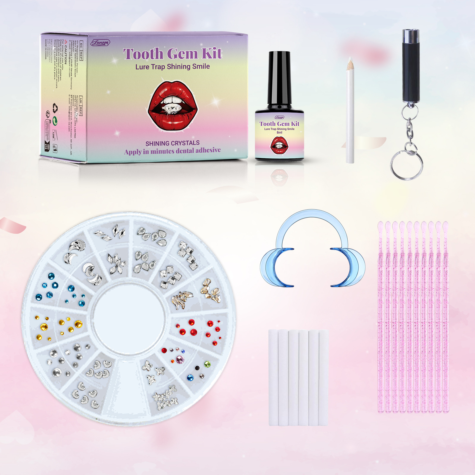 Lunoon Tooth Jewelry Shiny Stickers Are Beautiful, Sturdy and Easy to Install, Dental Jewelry Family Portrait Tooth Diamond Set