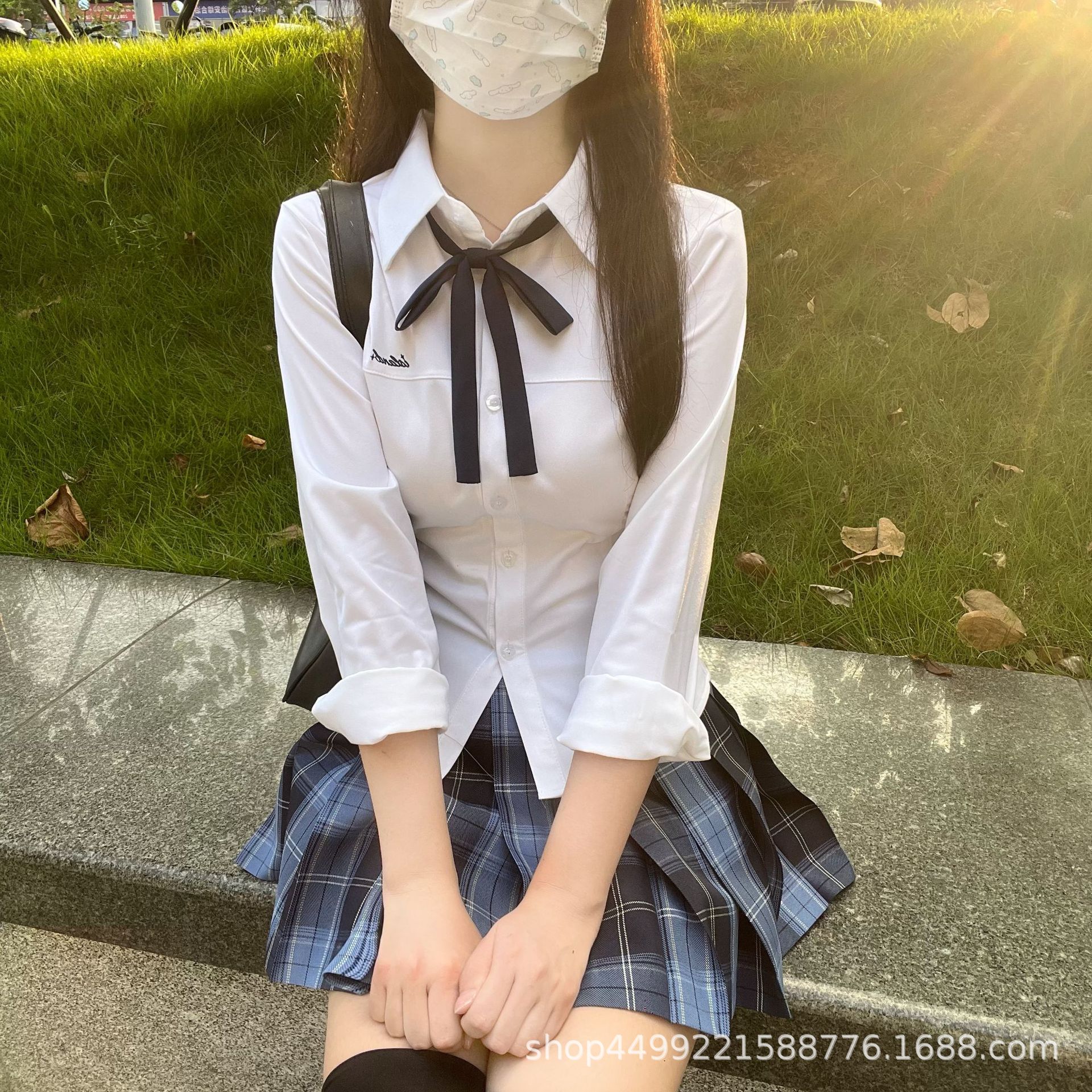 Xiaodao Original New Style Embroidered Jk Waist Slim Short-Sleeve Shirt White Versatile Uniform College Pure Desire Style Women