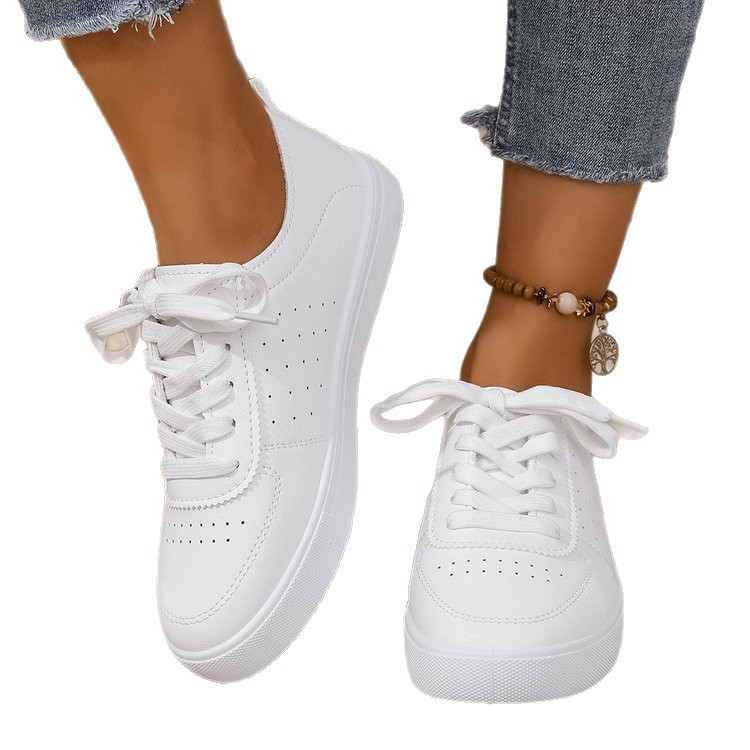 Flat-Soled Moral Training Shoes for Women 2025 New Spring and Summer Retro Niche Versatile Sports Sneakers Fashionable Casual White Shoes