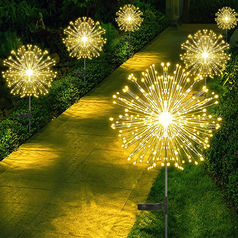 Strict selection of solar fireworks lamp dandelion lamp ground plug outdoor waterproof lawn lamp courtyard garden courtyard decorative lamp