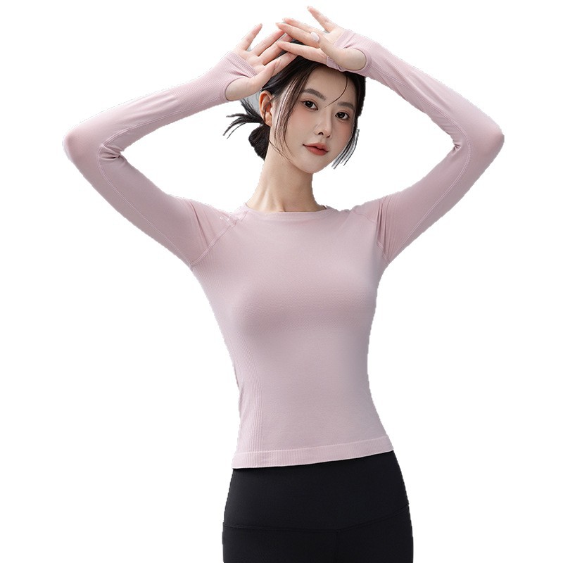 Sports Tops for Women, Slimming Look, Long-Sleeved T-Shirts, Yoga Clothes, Quick-Drying, Tight-Fitting Running Training Fitness Clothes, Pilates
