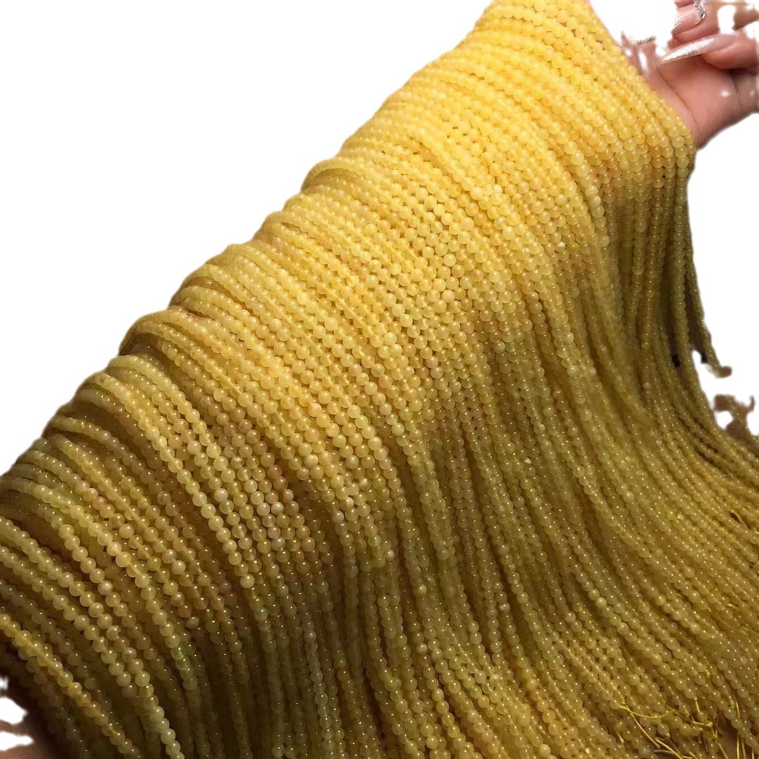 Natural Beeswax Russian Material Millet Beads Long Chain with Chain Chicken Fat Yellow Waxy Rich Cultural Toy Accessories Ketang Jewelry Wholesale