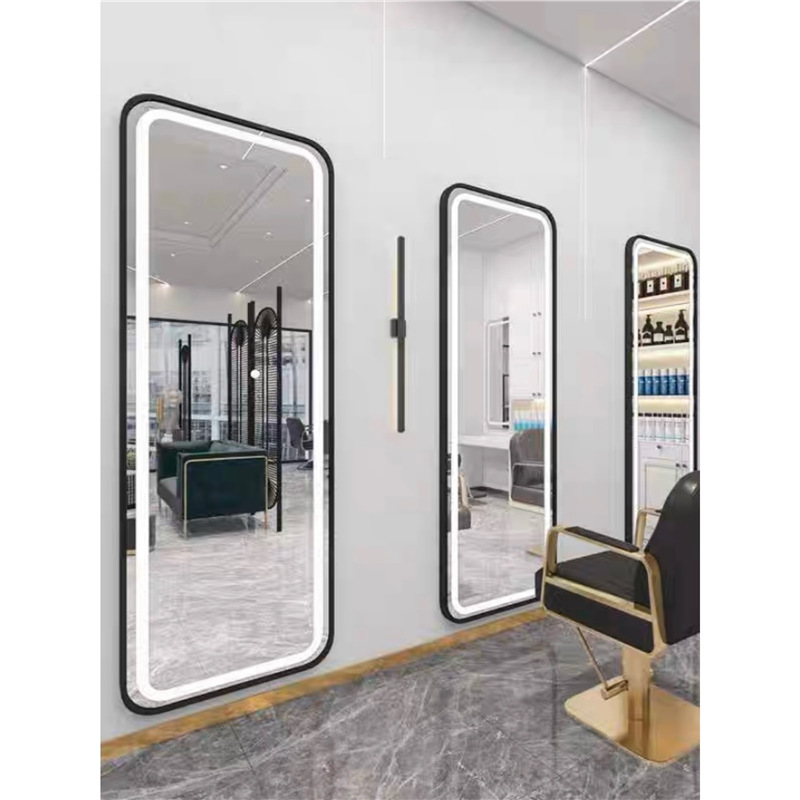 Internet Celebrant Barber Shop Mirror Table Hair Salon Special Wall-mounted Simple Hairdresser Floor Mirror LED Perm Dyeing Mirror Table Touch Control