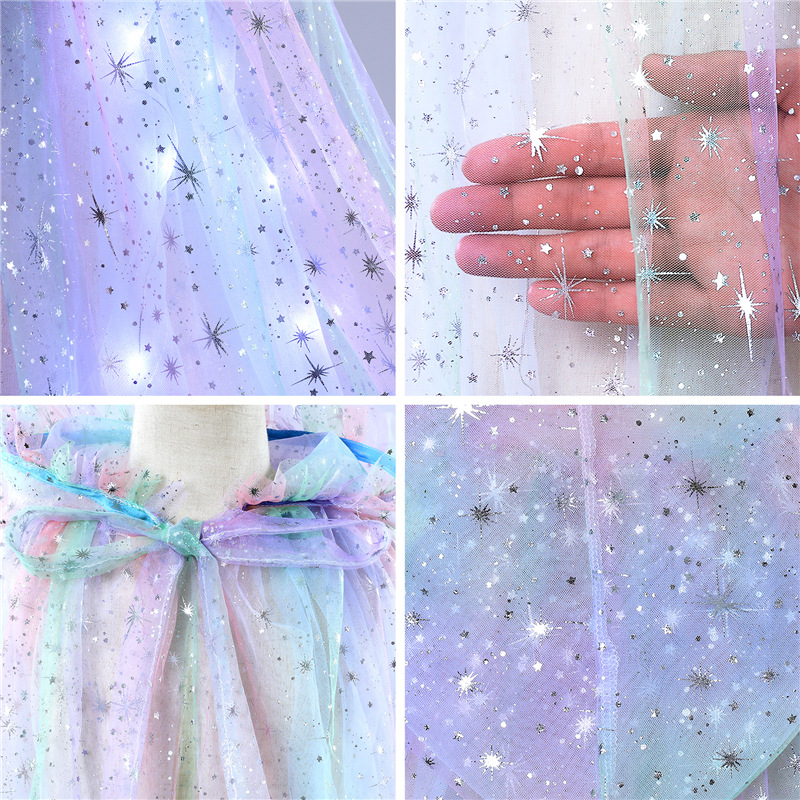Dropshipping Elsa Colorfulful Shawl with Lights and Luminous Cloak Halloween Costume Cross-Border Led Light Anna Hooded Cloak