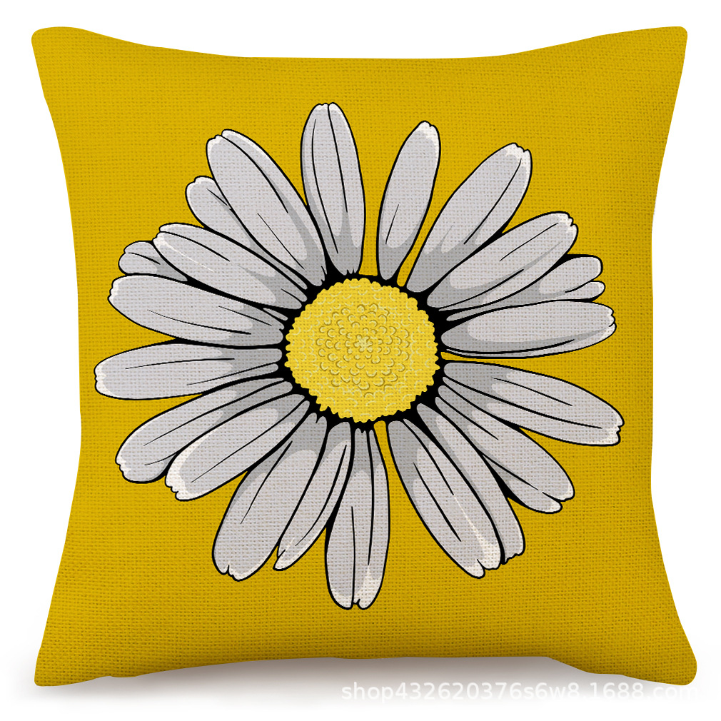 Amazon Spring and Summer New Flower Daisy Pillowcase Pillow Home Decoration Living Room Sofa Car Cushion Cushion