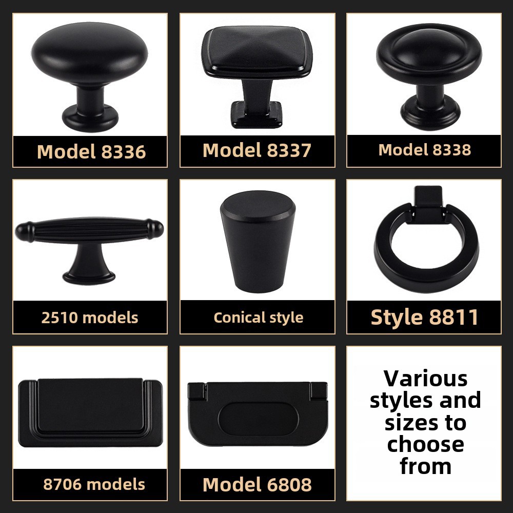 American-style black drawer cabinet door handle modern minimalist wardrobe cabinet door handle European-style cabinet single hole small handle