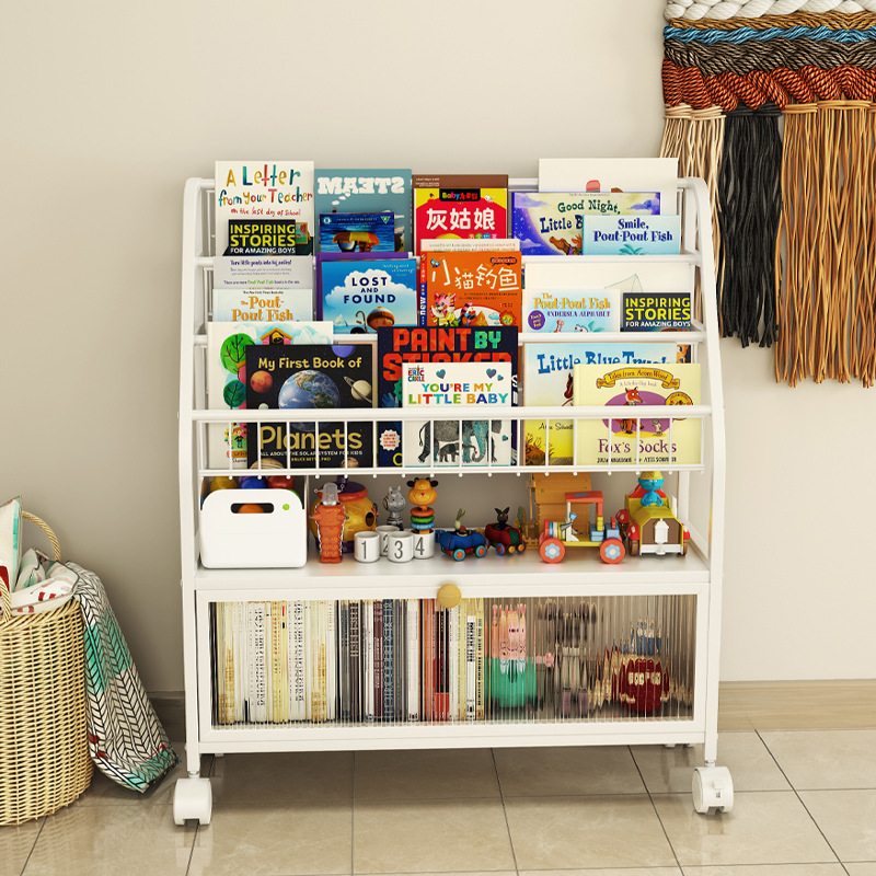 Детская книжная полка, домашний стеллаж для картинок, мобильный стеллаж для хранения игрушек, простой книжный шкаф для малышей, напольный