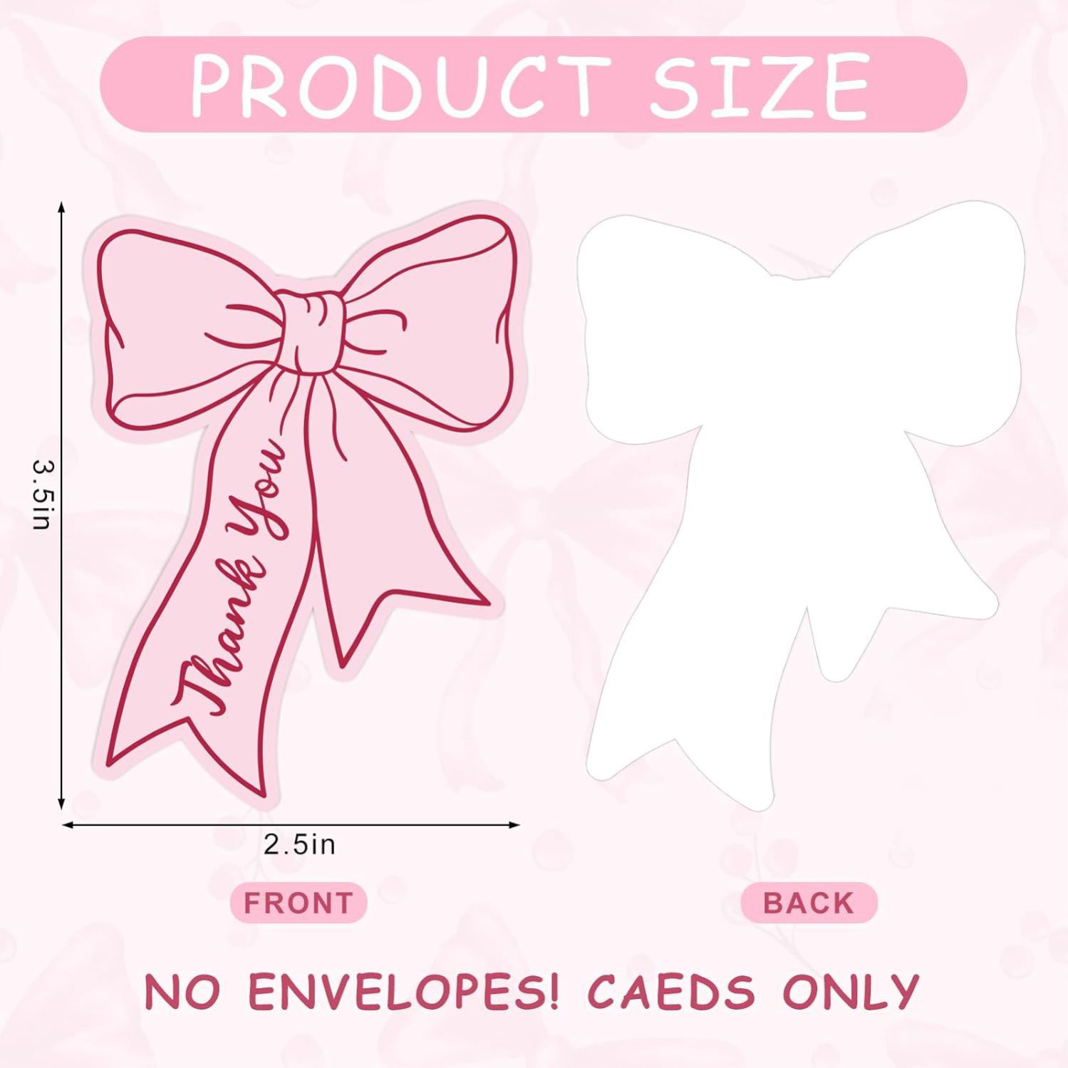 Pink Bow Mini Thank You Card Small Business Card Restaurant DIY Kidsren's Birthday Writable Gift Card Customization