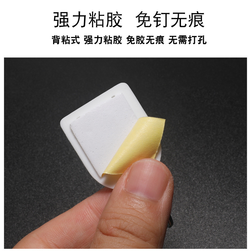 Small White Plastic Hooks, Strong Adhesive Hooks for Wall Mounting, Door Hanging, No Drilling Required, U-Shaped, 6 Pieces, Soft-Packed in a Plastic Bag