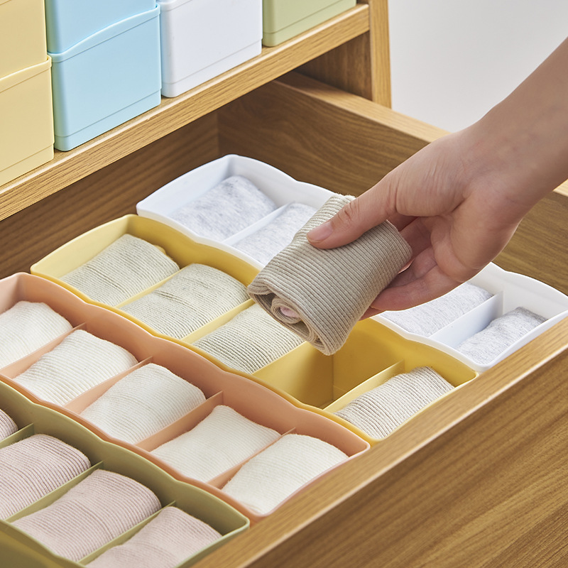 Коробка для хранения нижнего белья и носок, пластиковая, для домашнего гардероба, органайзер для ящика, корзина для общежития