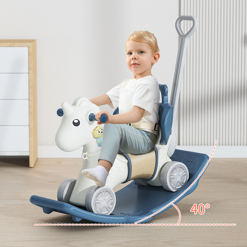 Wooden Rocking Horse for Children, Two-In-One Rocking Chair, Baby Sliding Mat, Small Wooden Horse Toy, Balance Training