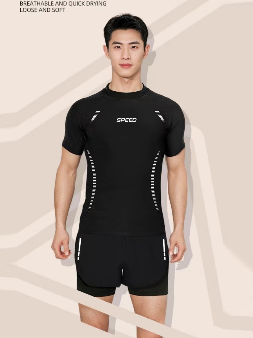 Swimsuit Men's Split College Student Professional Swimsuit 2025 New Loose Adult Anti-Embarrassment Swimming Trunks Suit