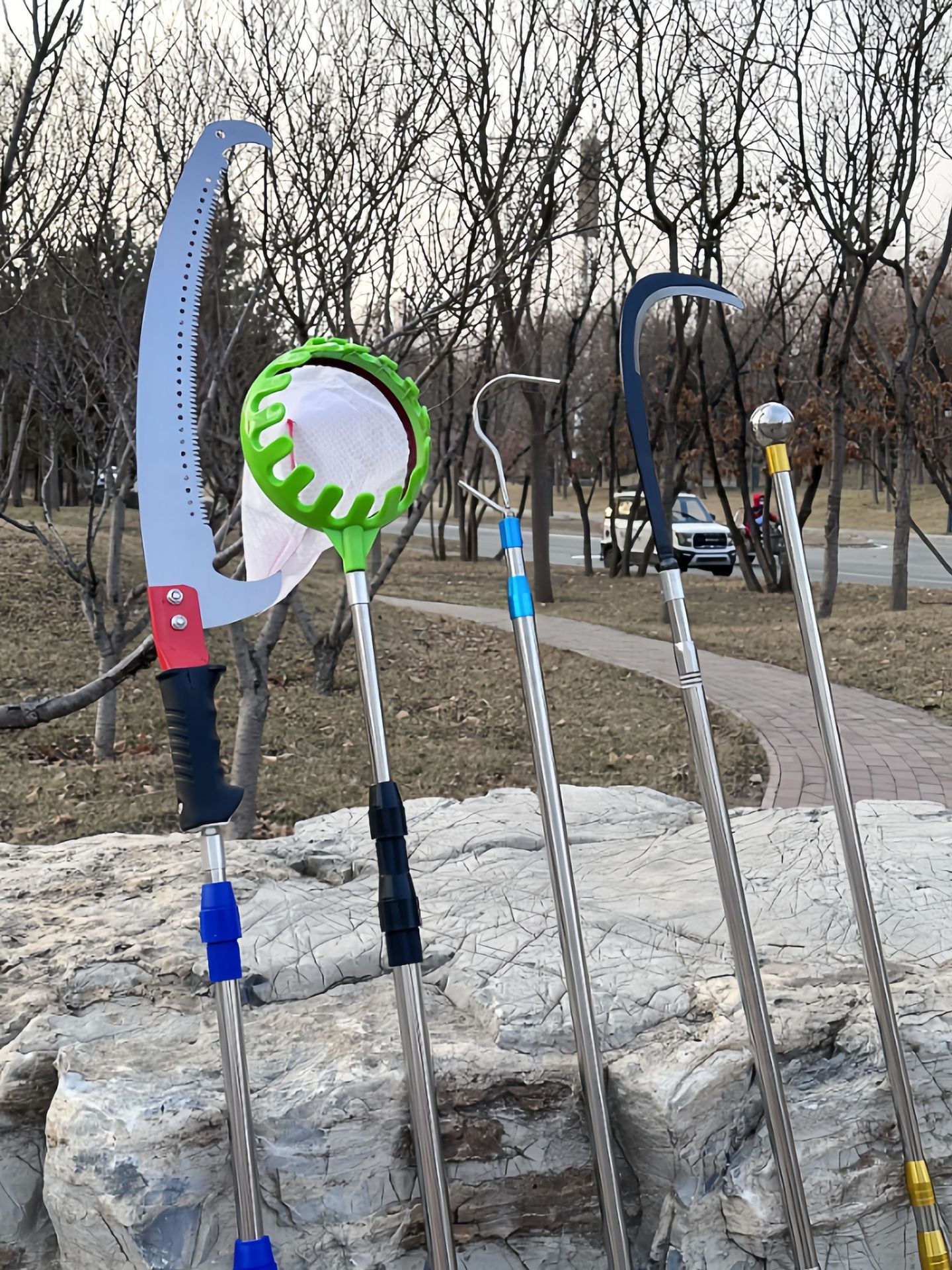 Stainless Steel Fishing Net Pole, Multi-Size, Extendable, Universal Thickened Fruit Picking Light Pole, Stainless Steel Fishing Net Pole