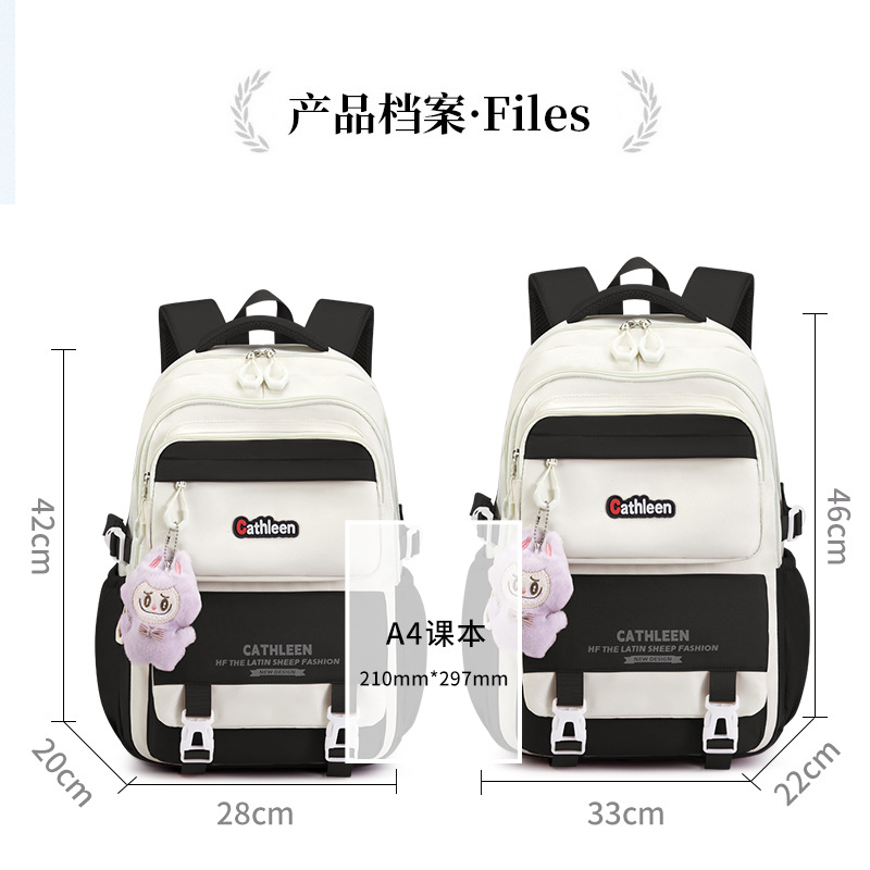 Schoolbag Women's Campus Style Japanese Style Girls' Junior High School High School Students' Large Capacity Backpack Korean College Student Color Contrast Backpack