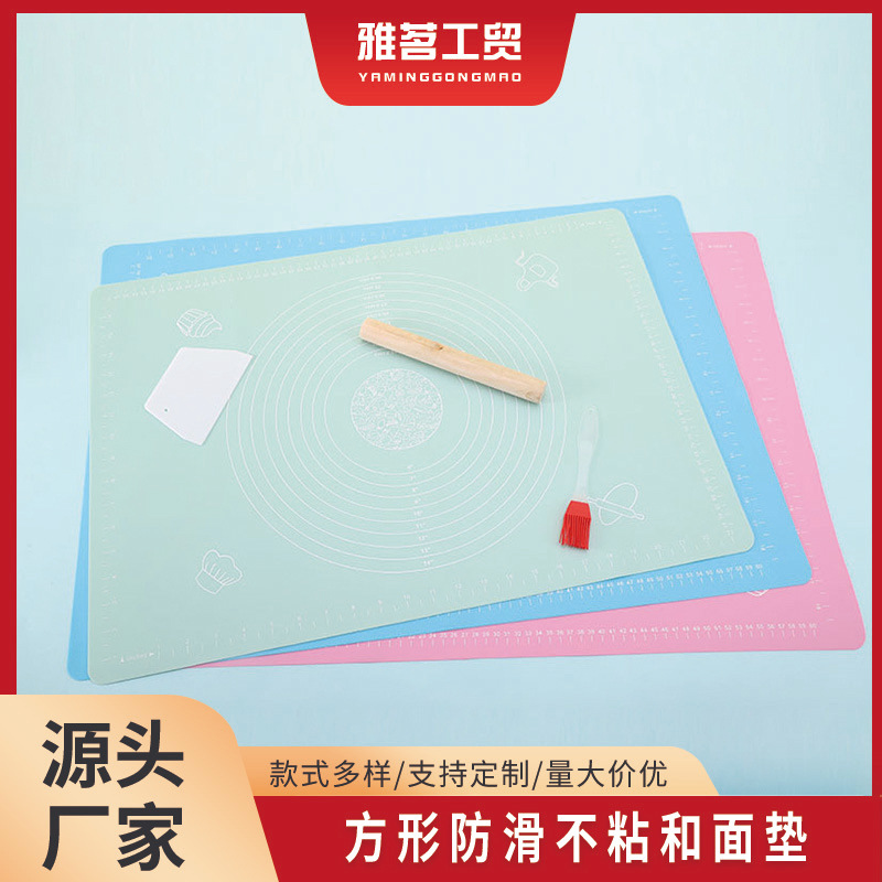 Cross-Border Silicone Kneading Mat Simple Square Non-Slip Non-Stick Kneading Mat Household Scale Rolling Baking Tool Batch