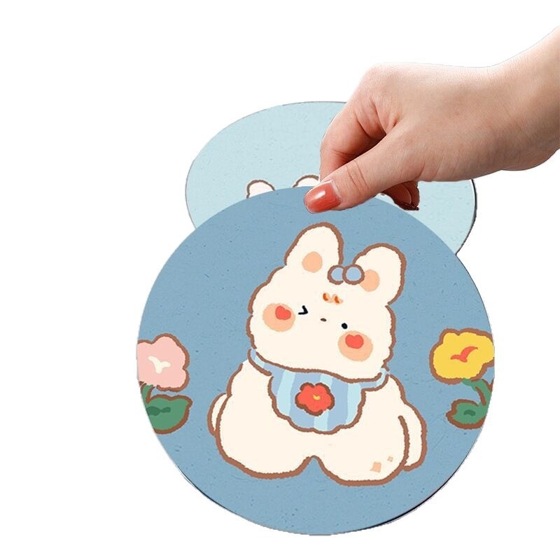 Soft Diatomaceous Earth Heat-Insulating Cartoon Coaster, Anti-Scalding, Non-Slip Mouse Pad, Round Water-Absorbing Tableware, Quick-Drying Dinner Plate, Tea